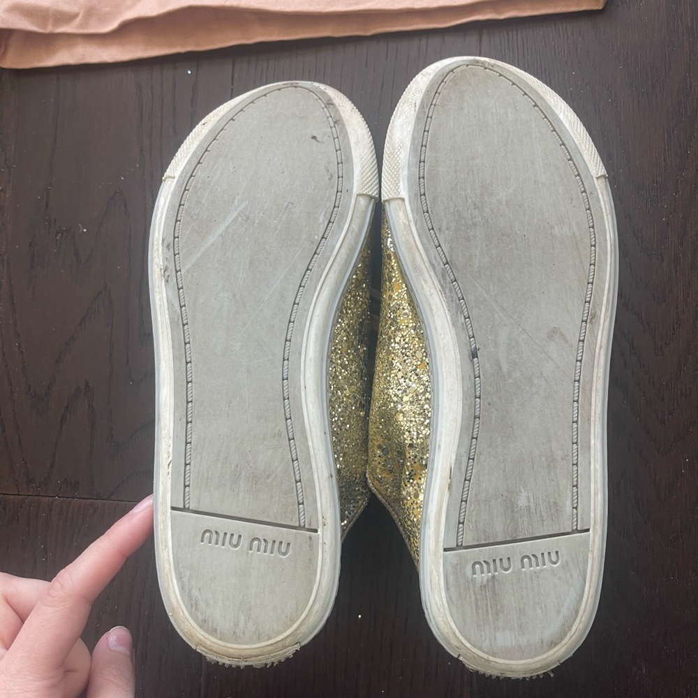Miu Miu by Prada gold and silver sneakers size 37 EU us womens 7 good condition - Picture 2 of 8